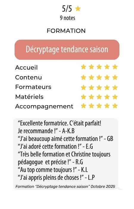 avis - Décryptage tendance saison - OCT 2025 Evaluation client Stage Décryptage tendance saison