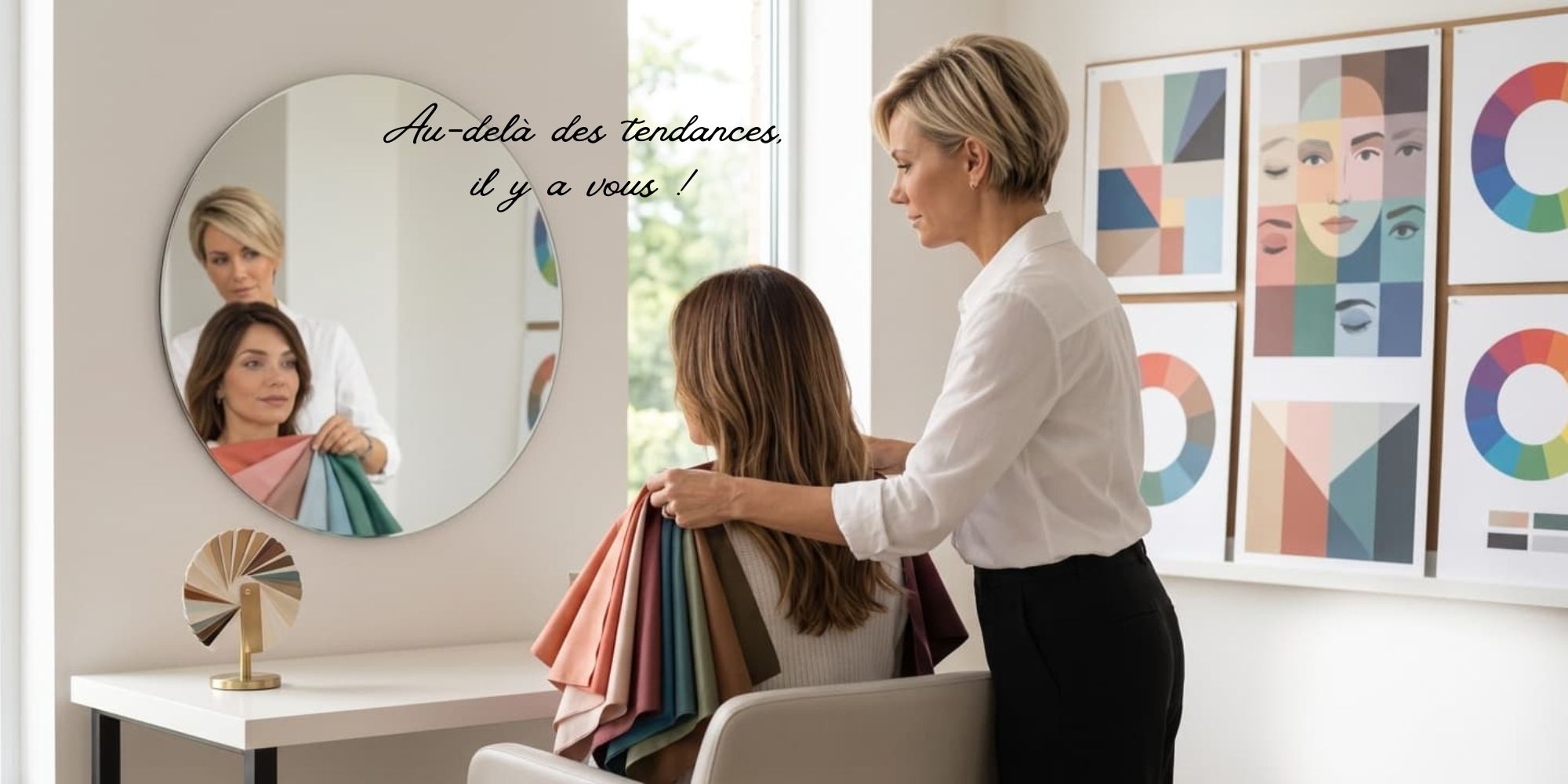 draping Coiffeuse en séance de draping avec sa cliente